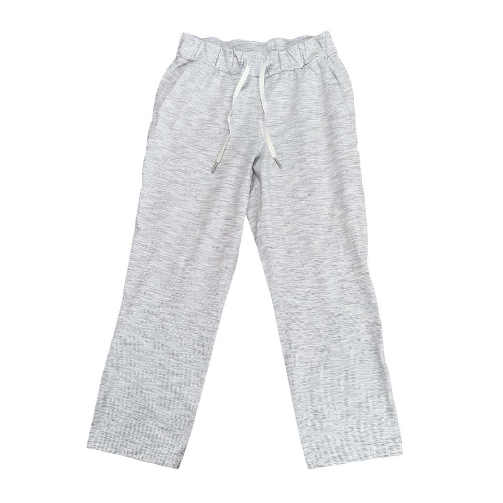 Lululemon On the Fly Pants Women 4 White Grey Excellent Straight Leg Space Dye